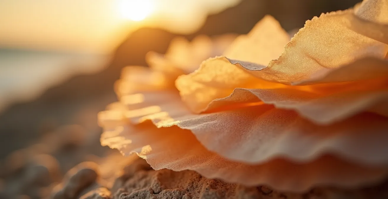 Abstrakte Visualisierung von Glaubenssätzen als überlagerte Schichten, die schrittweise enthüllt werden