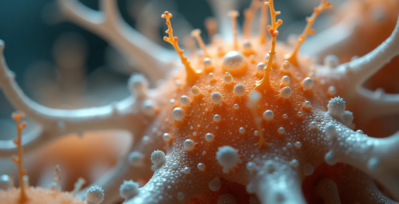 Makroaufnahme eines Gehirnmodells mit Mode- und Beauty-Elementen als neuronale Verbindungen