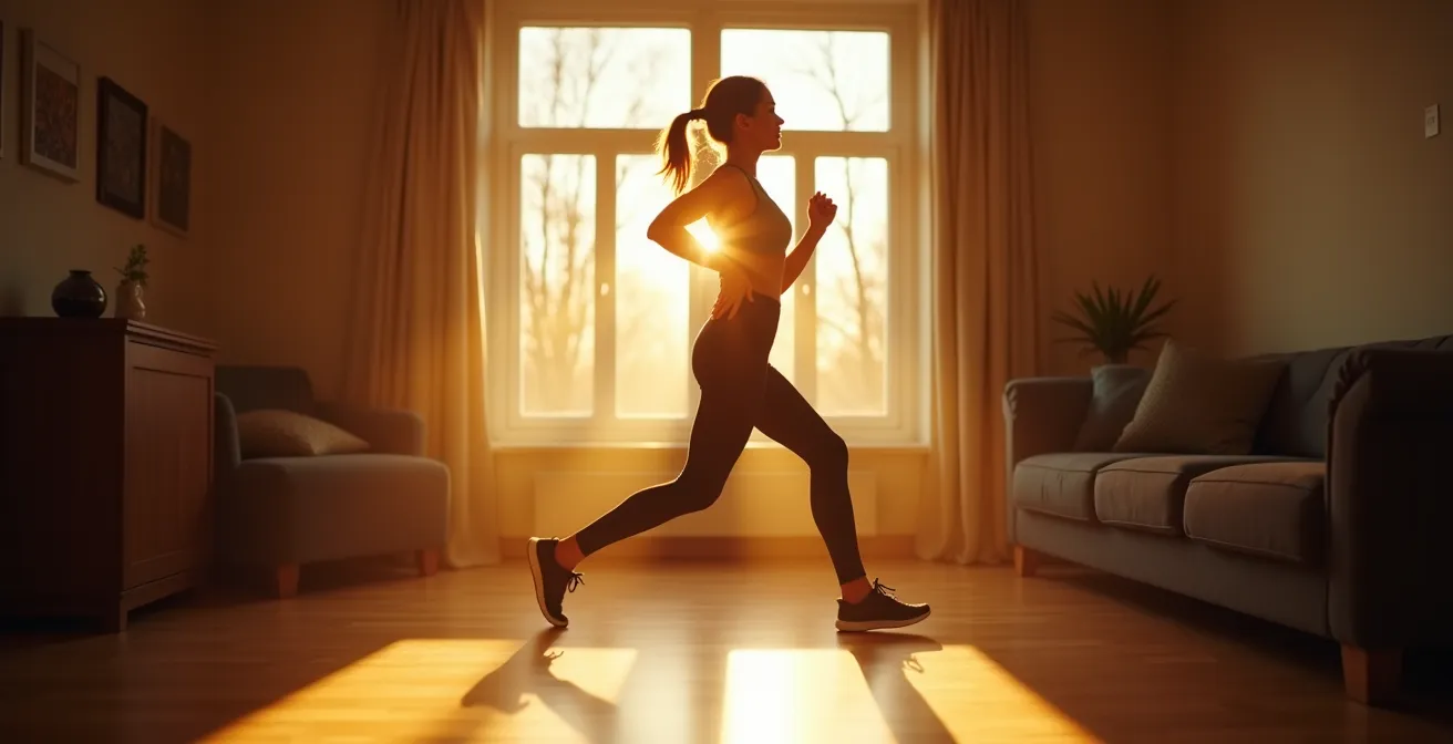 Frau beim morgendlichen Workout mit energiegeladener Ausstrahlung