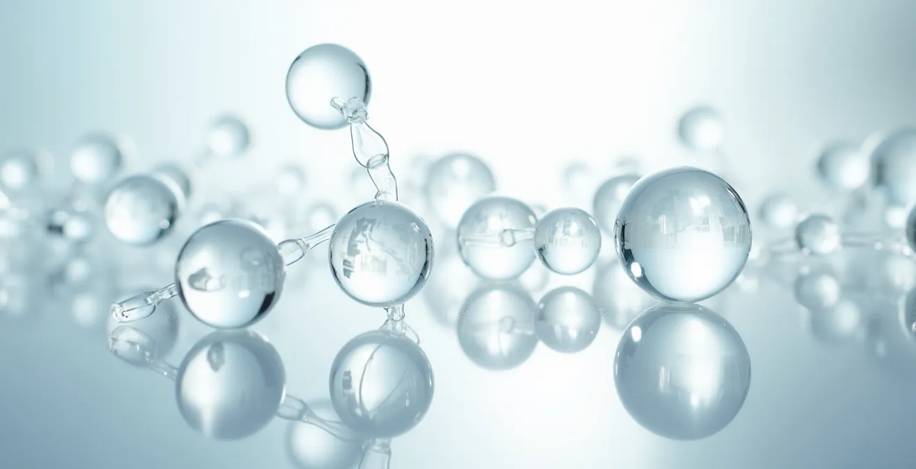 Mikroskopische Darstellung eines Polymer-Netzwerks auf der Haaroberfläche