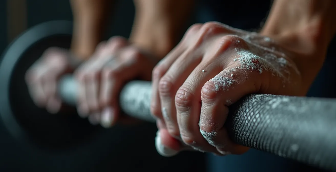 Makroaufnahme von Händen an verschiedenen Griffpositionen einer Langhantel