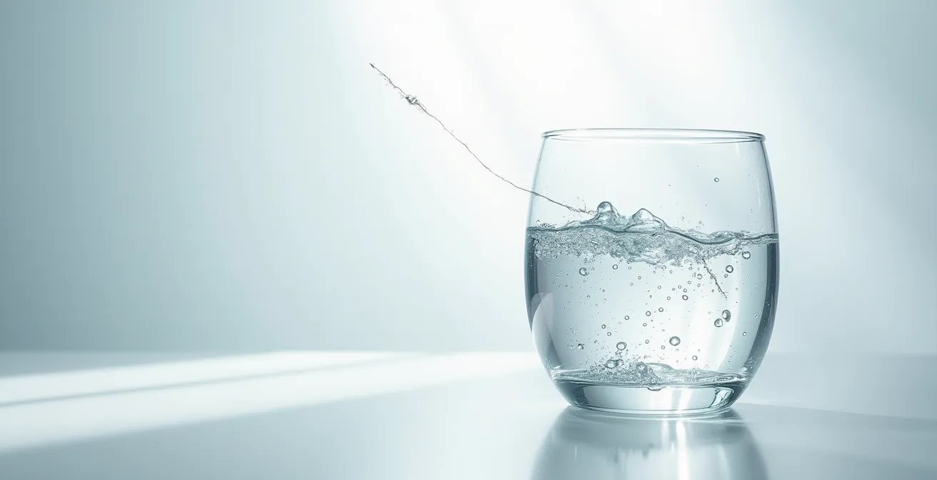 Symbolische Darstellung des Wasserglas-Tests mit Haarsträhne und klarem Wasser